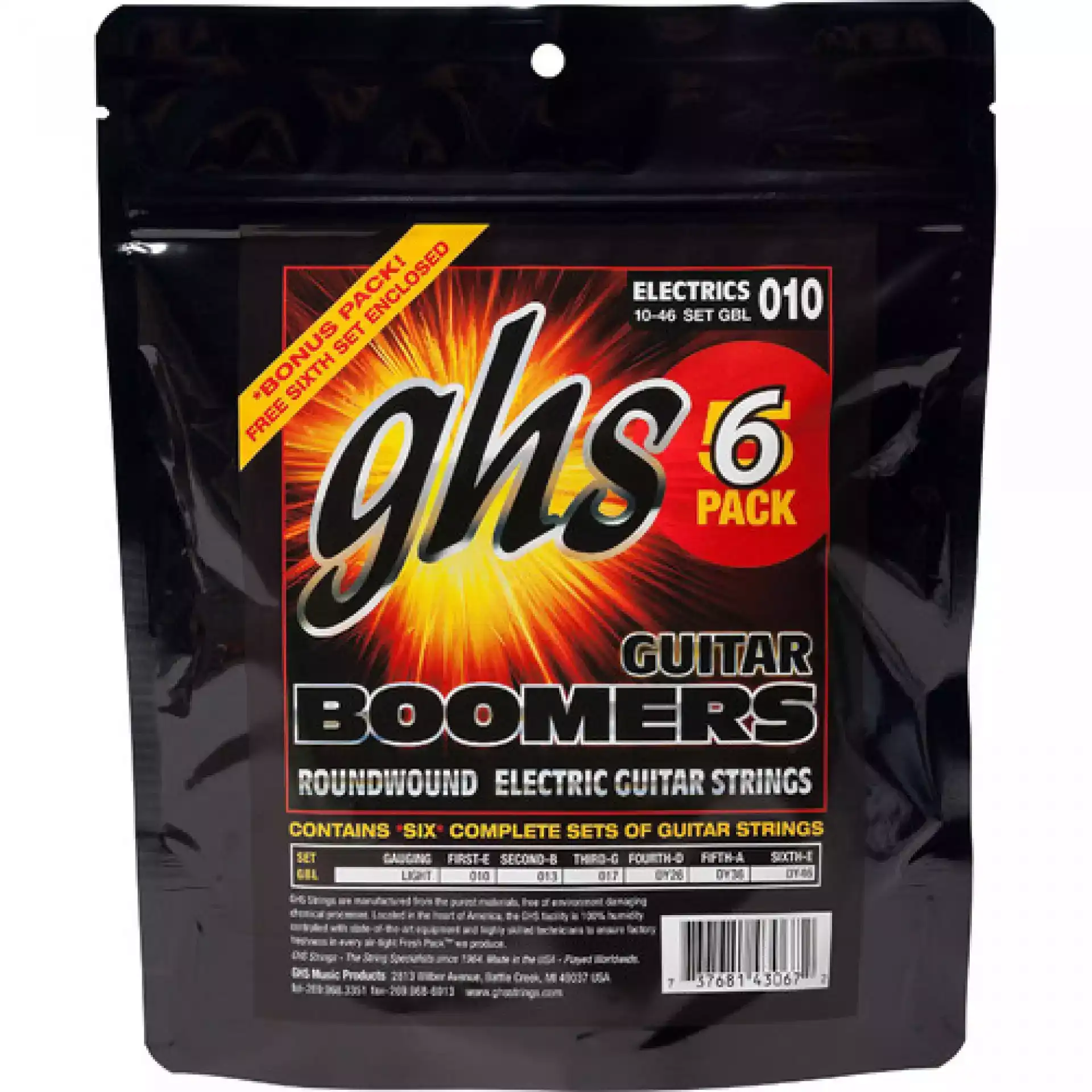 GHS GBL-5 Light Boomers Multi-Pack 6-Pack El.Guitar Strings (10 - 46)