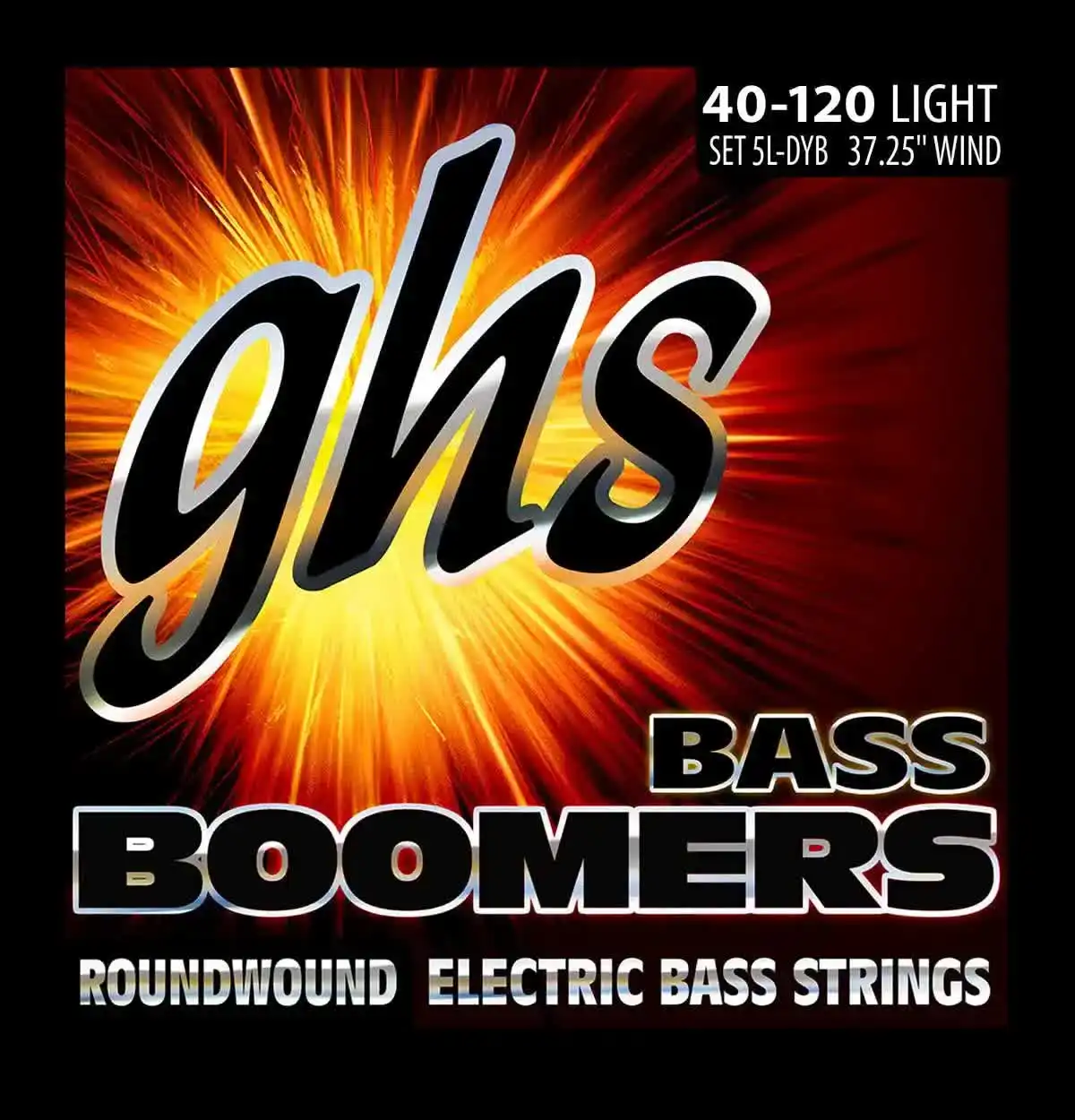 GHS 40-120 5L-DYB Light Bass Boomers Roundwound 5-String Set, Long Scale-žice za bass gitaru