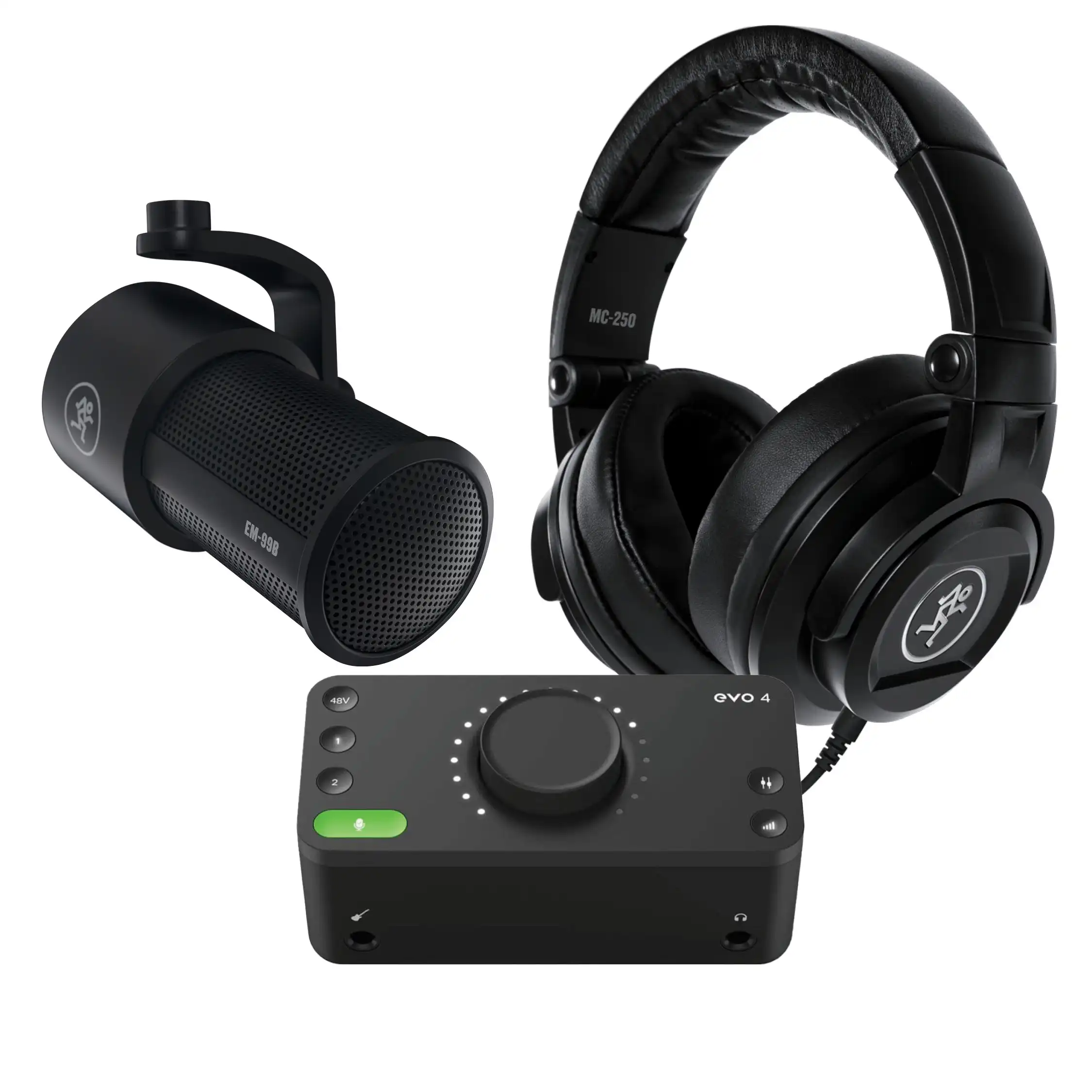 MACKIE EM99B + AUDIENT EVO4 + MACKIE MC250 - podcast set